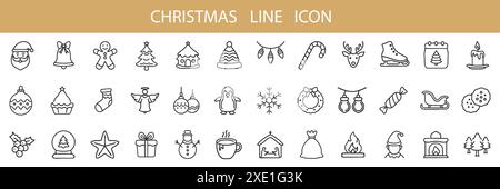 Set mit Symbolen für Weihnachten und Neujahr auf weiß. Stock Vektor