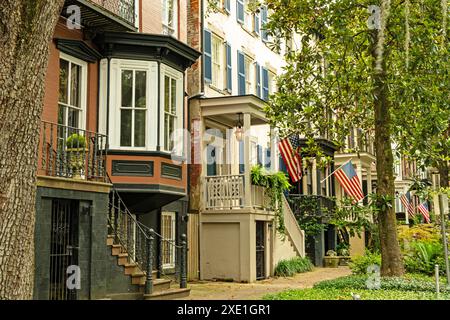 Straße in Savannah in Georgia Stockfoto