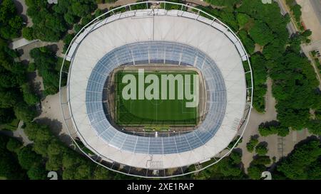 Luftaufnahmen eines ganzen Stadions in Hannover Stockfoto