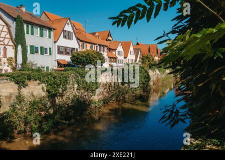 Altes deutsches Bürgerhaus in Bietigheim-Bissingen, Baden-Württemberg, Deutschland, Europa. Die Altstadt ist voller bunter und wir Stockfoto