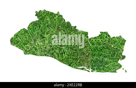 Karte von El Salvador, die das Land als Grasfußballfeld zeigt. Stockfoto