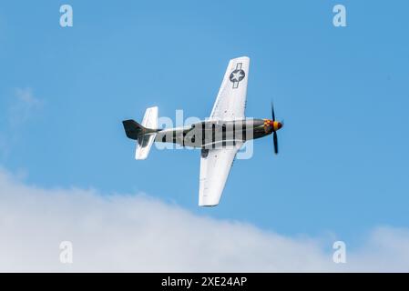 Die US-amerikanische P-51 Mustang wurde auf der Sywell Airshow 2024 in Northamptonshire eingesetzt Stockfoto