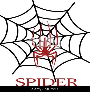 Red Spider im Web mit Text - Vektor-Illustration Stock Vektor