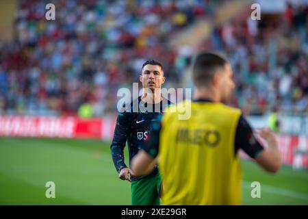 Cristiano Ronaldo bereitet sich für das Spiel gegen Irland auf Stockfoto