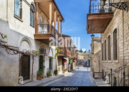Straße in der Altstadt von Baku, Aserbaidschan Stockfoto