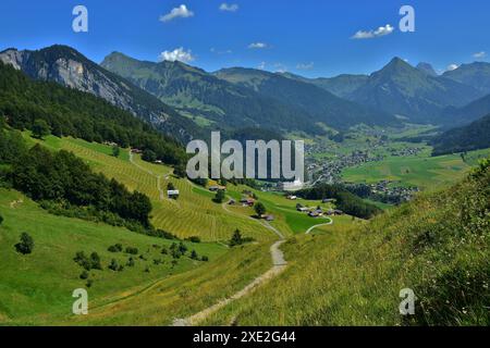 Blick auf Au und Schoppernau im Bregenzerwald; Vorarlberg; Österreich Stockfoto