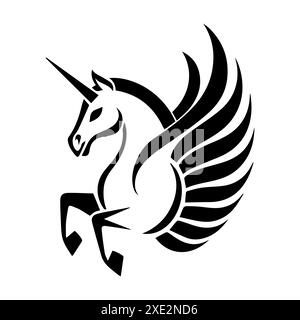 Pegasus-Symbol oder modernes Liniensymbol. Vektorgrafik und Ikonendesign mit auffälligen Konturen. Schwarz-weiß Pixel Perfect minimalistisches Symbol isoliert weiß Stock Vektor