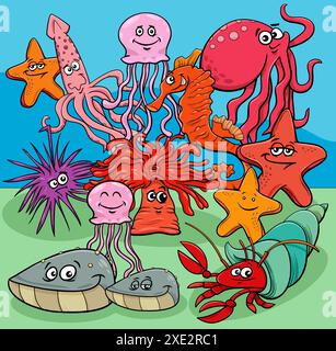 Zeichentrickfiguren der Marine unter Wasser Stockfoto