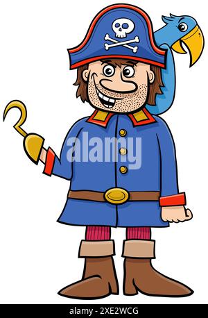 Zeichentrickfigur mit Haken und Ara Stockfoto