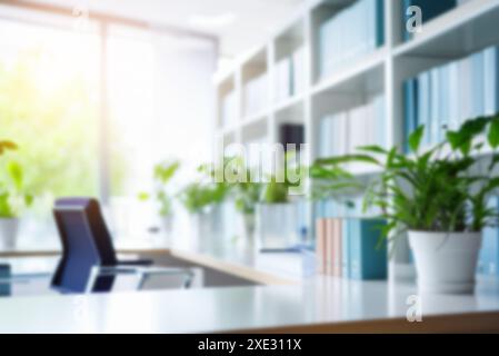 Wunderschöner, unscharfes Licht, moderner Bürohintergrund. Stockfoto