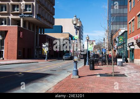 Main Street im Zentrum von Moncton, New Brunswick, Kanada Stockfoto