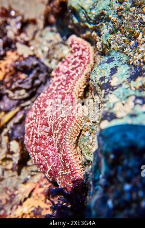 Purple Sea Star in Tide Pool Nahaufnahme am Lone Ranch Beach Stockfoto