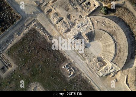 Drohnen-Luftkulisse des archäologischen Parks, antike Stätte. Nea Paphos, zypern, europa Stockfoto