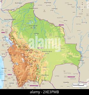 Physische Karte von Bolivien Stock Vektor