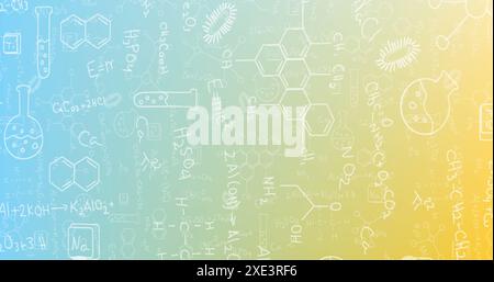 Bild von Wissenschaftskonzepten und mathematischen Gleichungen vor Gradientenhintergrund Stockfoto