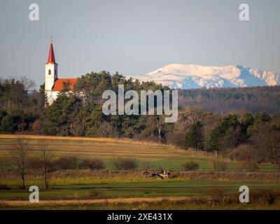 niederösterreich Blick auf den Mt. schneeberg von weitem Stockfoto