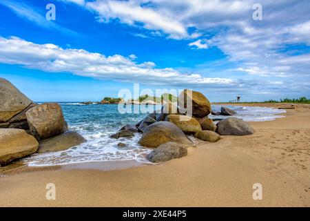 Der schönste karibikstrand, Playa Arenilla im Tayrona Nationalpark, Kolumbien Stockfoto