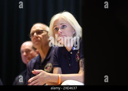 East Palestine OH June 25: NTSB-Vorsitzende Jennifer Homed spricht über die Untersuchung von East Palestine, Ohio, Entgleisung am 25. Juni 2024 Credit: Mpi34/MediaPunch Stockfoto