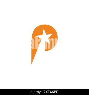 Letter p Star Swoosh schnelle, einfache Logo-Vektor Stock Vektor