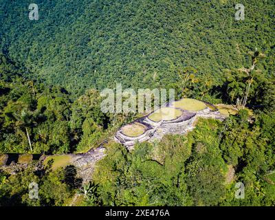 Ciudad Perdida, alte Ruinen in den Bergen der Sierra Nevada. Santa Marta, Kolumbien Wildnis Stockfoto