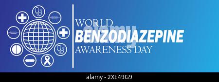 Welt-Benzodiazepin-Awareness-Tag. Geeignet für Grußkarten, Poster und Banner. Vektorabbildung. Stock Vektor