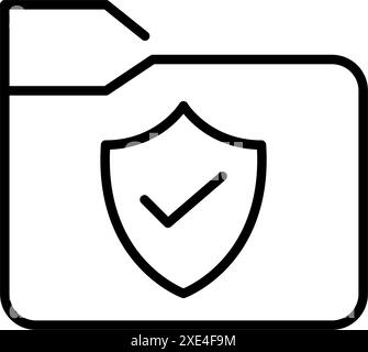 Dateiordner mit Sicherheitssymbol darauf. Abschirmung und Häkchen. Datenüberprüfung und -Schutz. Pixel Perfect Vektor-Symbol Stock Vektor