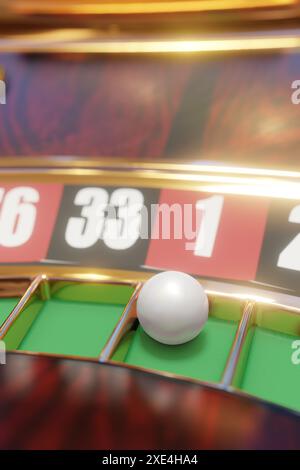 3D Darstellung des Casino-Roulette-Rads für Spielkonzept, Spielhintergrund. Stockfoto