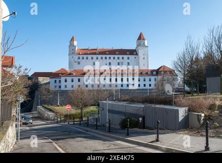 Bratislava, Slowakei - 20. Januar 2024: Schloss Bratislava. Bratislavsky hrad. Slowakei. Stockfoto