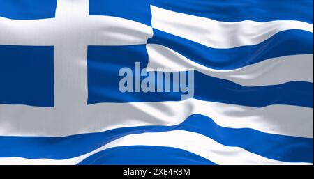 Nahaufnahme der griechischen Nationalflagge, die im Wind winkt Stockfoto