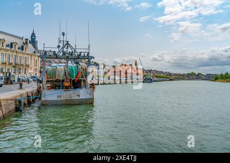 Eindruck von Trouville-sur-Mer, einer Stadt im Departement Calvados in der Normandie im Nordwesten Frankreichs Stockfoto