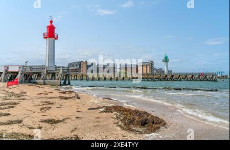 Eindruck von Trouville-sur-Mer, einer Stadt im Departement Calvados in der Normandie im Nordwesten Frankreichs Stockfoto