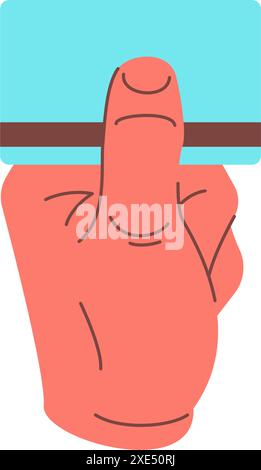Menschliche Hand hält Debitkreditkarten-Shopping-Zahlung Konzept-Symbol-Vektor-flache Illustration. Männlicher Cartoon-Arm mit bargeldlosen Bankfinanzierungen aus Plastik Stock Vektor