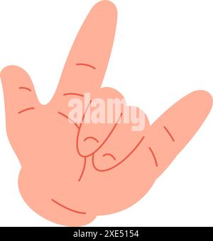 Menschliche Hand mit angehobenen Fingern Felsen Schwermetall Geste Icon Vektor flache Illustration. Männliche Cartoon Arm Punk Musikkultur Gesten Hörnensymbol h Stock Vektor