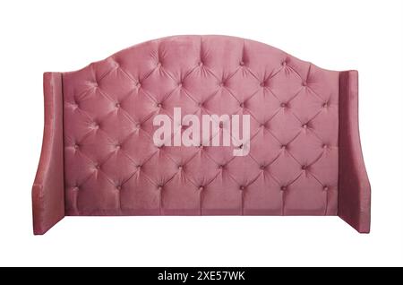 Pink velvet bed Headboard isoliert auf weißem Stockfoto