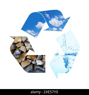 Illustration Recycling-Symbol von Naturelementen Stockfoto