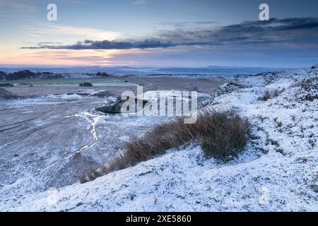 Der Titterstone Clee Hill, der dritthöchste Hügel in der Grafschaft Shropshire, England, Großbritannien. Stockfoto