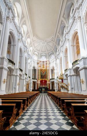 Dresdner Dom oder Dreifaltigkeitsdom, katholische Kirche am Königlichen Hof Sachsen, Mittelschiff und Decke, Dresden, Sachsen, Deutschland Stockfoto