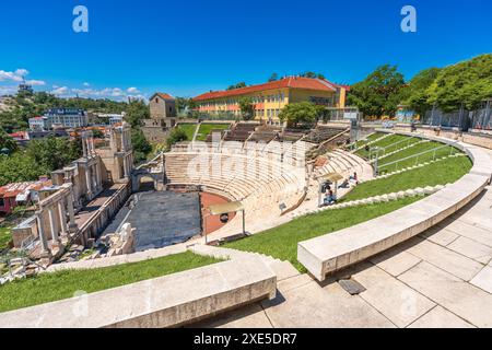 Plvdiv, Bulgarien, 24. Mai 2024. Das antike Theater von Philippopolis, ein historisches Wahrzeichen Stockfoto