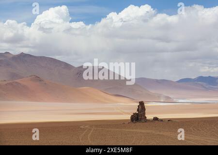 Desierto de Salvador DalÃ­ ist eine steinige Wüste inmitten des Eduardo Avaroa Andenfauna Nationalparks in Bolivien Stockfoto