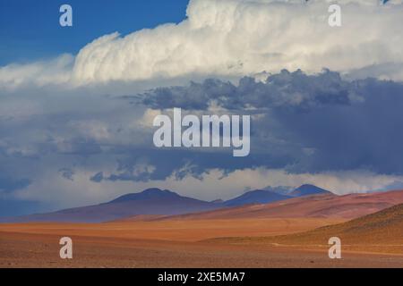 Desierto de Salvador DalÃ­ ist eine steinige Wüste inmitten des Eduardo Avaroa Andenfauna Nationalparks in Bolivien Stockfoto