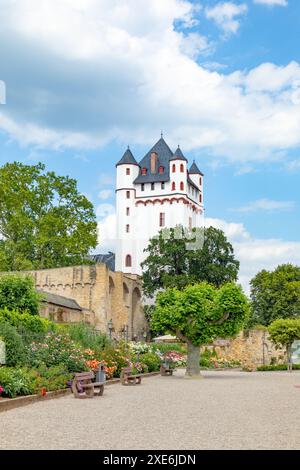 Die Kurfürstliche Burg ist ein Stadtschloss in Eltville am Rhein im hessischen Rheingau-Taunus und Wahrzeichen der Stadt Stockfoto