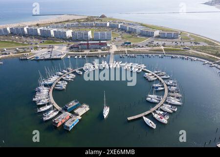 Blick auf den Yachthafen Burgtiefe, Fehmarn Island, Schleswig-Holstein, Deutschland. Stockfoto