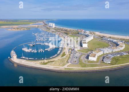 Blick auf den Yachthafen Burgtiefe, Fehmarn Island, Schleswig-Holstein, Deutschland. Stockfoto