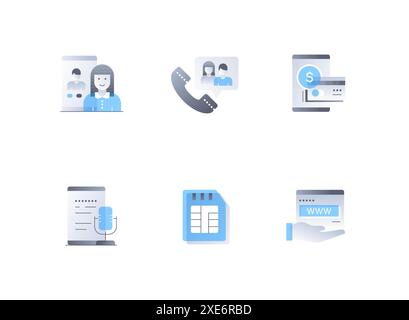 Fernkommunikation und Gadgets – Symbole im flachen Design Stock Vektor