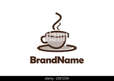 Abstrakte Strichkunst Coffee Cup Logo Design Konzeptvorlage. Logo einer Tasse Kaffee im Line-Art-Stil. Einzigartiges und einfaches Design. Stock Vektor