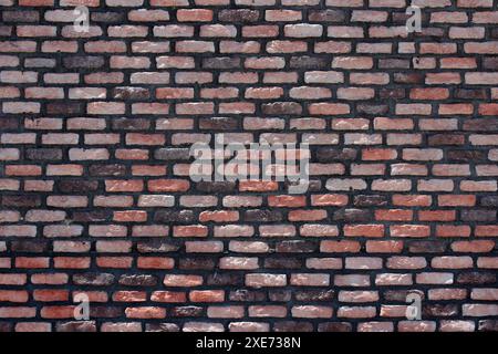 Backsteinwand Hintergrund. Rote, braune, schwarze alte Ziegelsteinmauerwerk Hintergrund. Steinstruktur für Architektur und Innenraum. Stockfoto