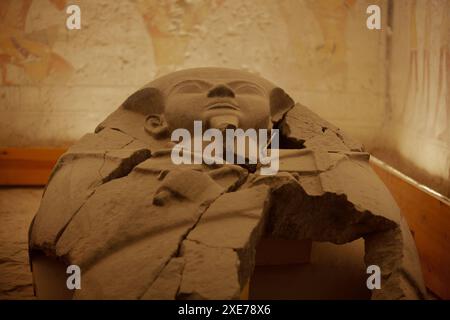 Sarkophag, Grabkammer, Grab von Ramses V und VI, KV9, Tal der Könige, altes Theben, UNESCO-Weltkulturerbe, Luxor, Ägypten Stockfoto