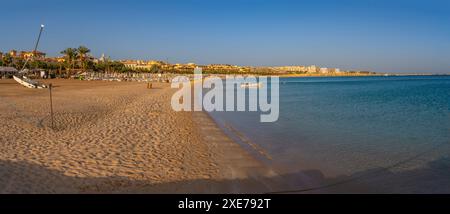 Blick auf den Strand in der Altstadt von Sahl Hasheesh, Sahl Hasheesh, Hurghada, Gouvernement Rotes Meer, Ägypten, Nordafrika, Afrika Stockfoto