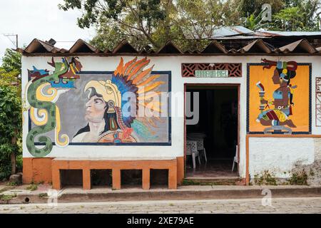 Wandmalereien, San Juan de Oriente, Maseta Central, Nicaragua, Mittelamerika Stockfoto