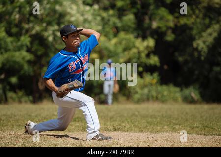 Baseballspiel in der Nähe von Escameca, Rivas, Nicaragua, Zentralamerika Stockfoto